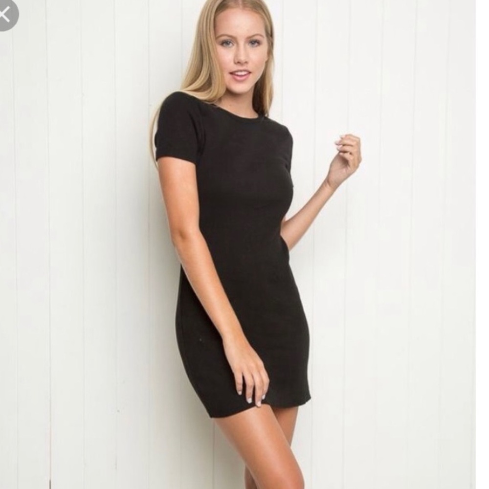Brandy Melville Classic Cotton Blend Classic Ribbed T-Shirt Dress One Size